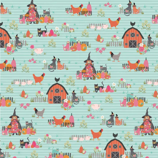 The Good Witch Poppie Cotton Teal 44"/45" Fabric Per Yard