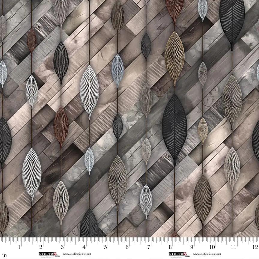 Umber Iron Leaves Out of the Woodwork Cotton 44"/45" Fabric Per Yard