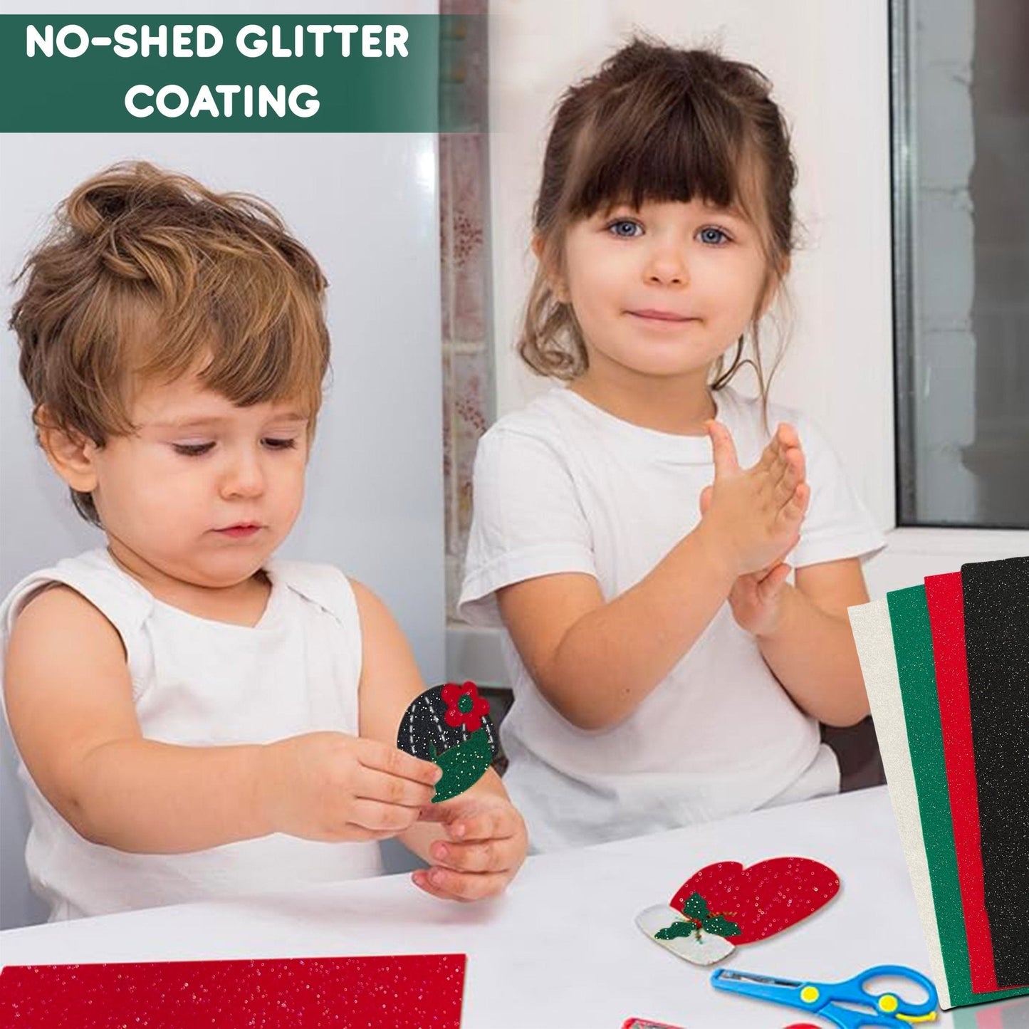 FabricLA Glitter Felt Sheets – 9x12" - 5 Pieces | 1.6mm Thick, Easy-to-Cut Craft Felt for DIY, Costumes & Decor