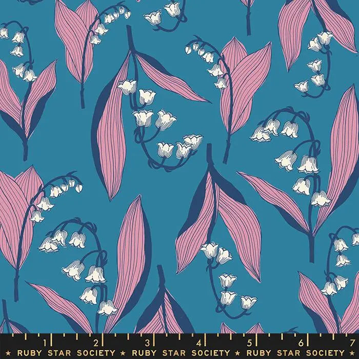 Verbena Lily Valley Chambray Blue 43"/44" Fabric Per Yard