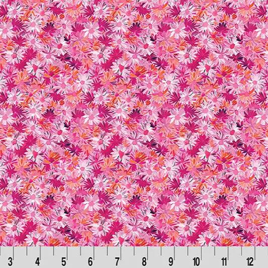 Wanderlust Daisies Quilting Cuddle Pink Fabric per yard