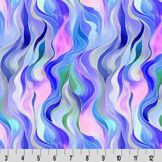 Wanderlust Rainbow Quilting Cuddle Blue Fabric per yard