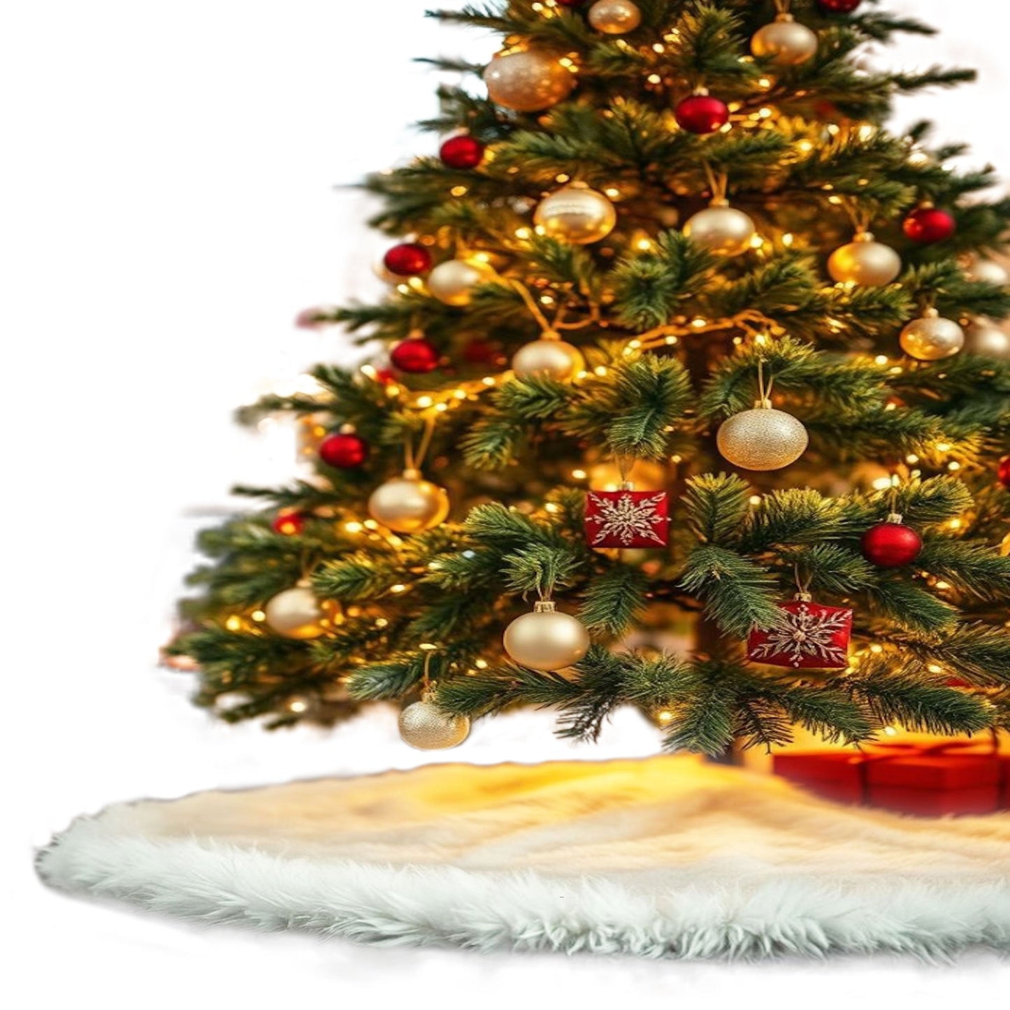 Premium Faux Fur Christmas Tree Skirt - 30 Inch | Luxurious Holiday Decorations