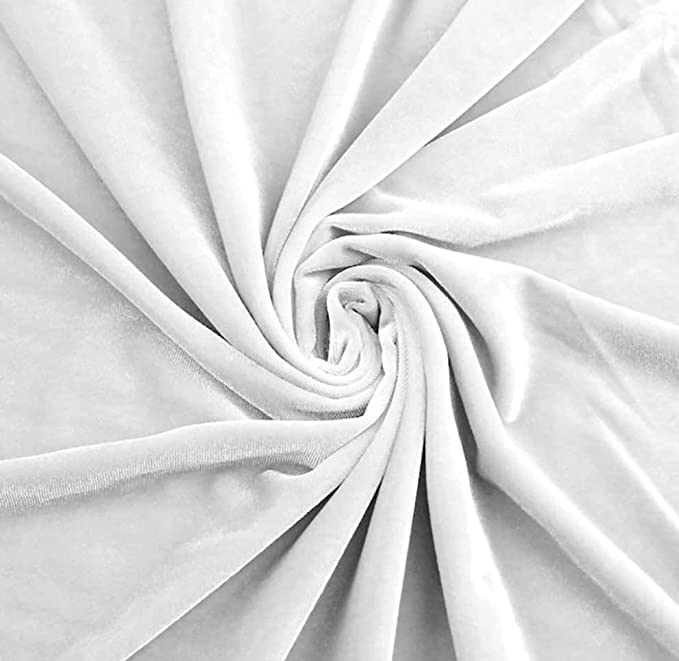 FabricLA Stretch Velvet Fabric by the Yard – White | 90% Polyester 10% Spandex | 280gsm | 58/60” Wide