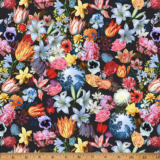 Onyx Floral Paris Luck 43"/44" Fabric Per Yard