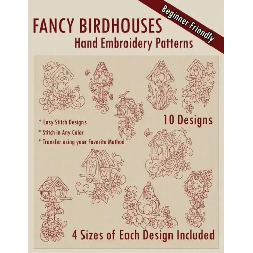 Fancy Birdhouses Hand Embroidery Patterns