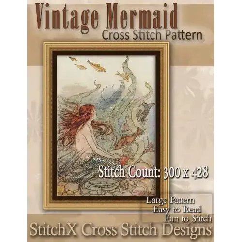 Vintage Mermaid Cross Stitch Pattern