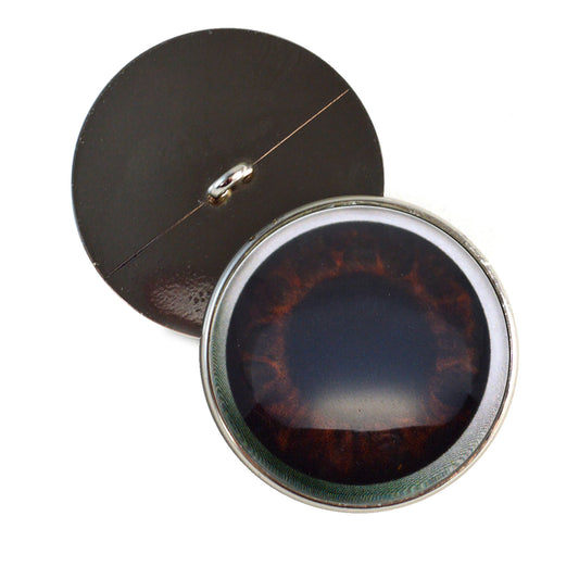 Big Dark Brown Alien Baby Sew-On Button Glass Eyes