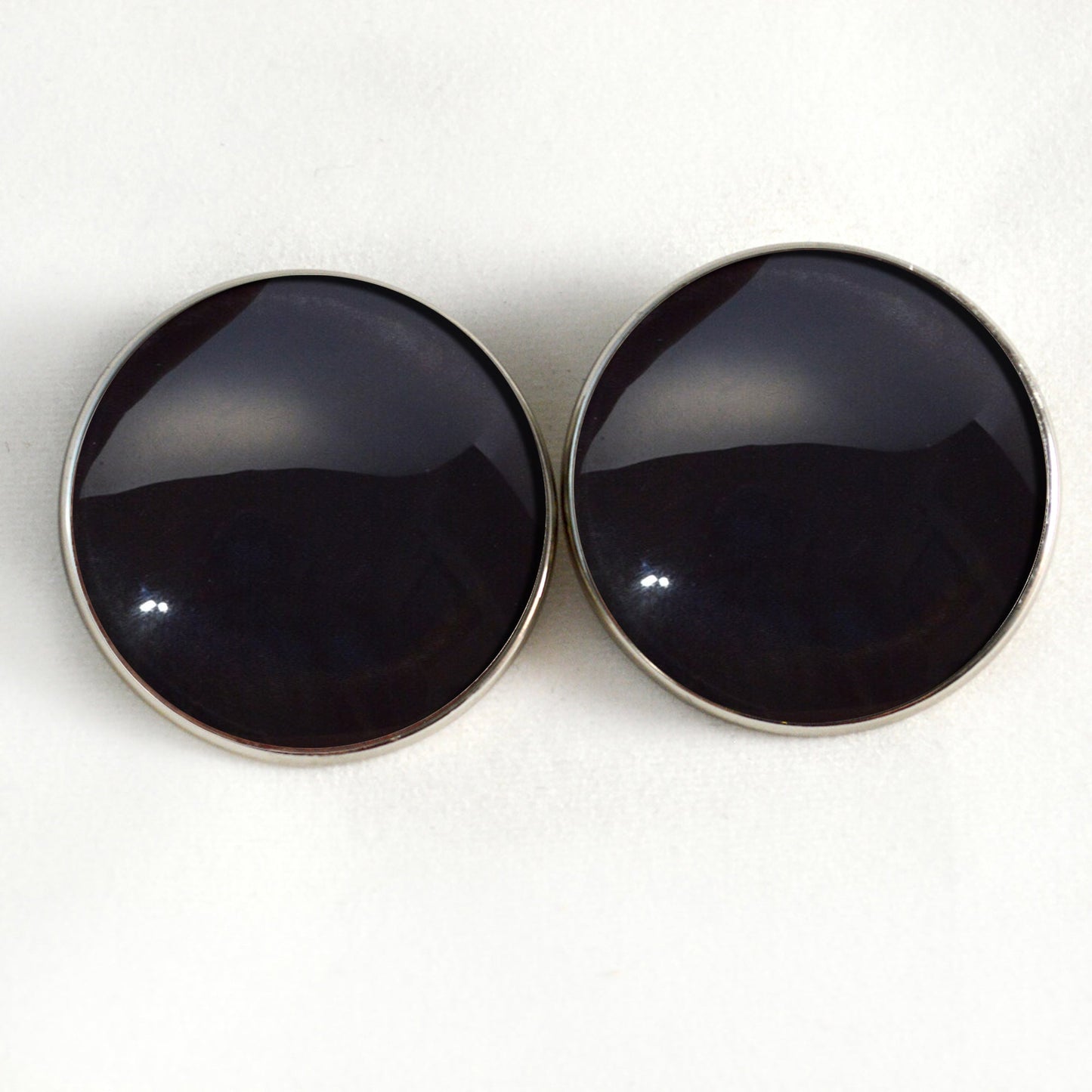 Dark Black Barn Owl Inspired Sew-On Button Glass Eyes