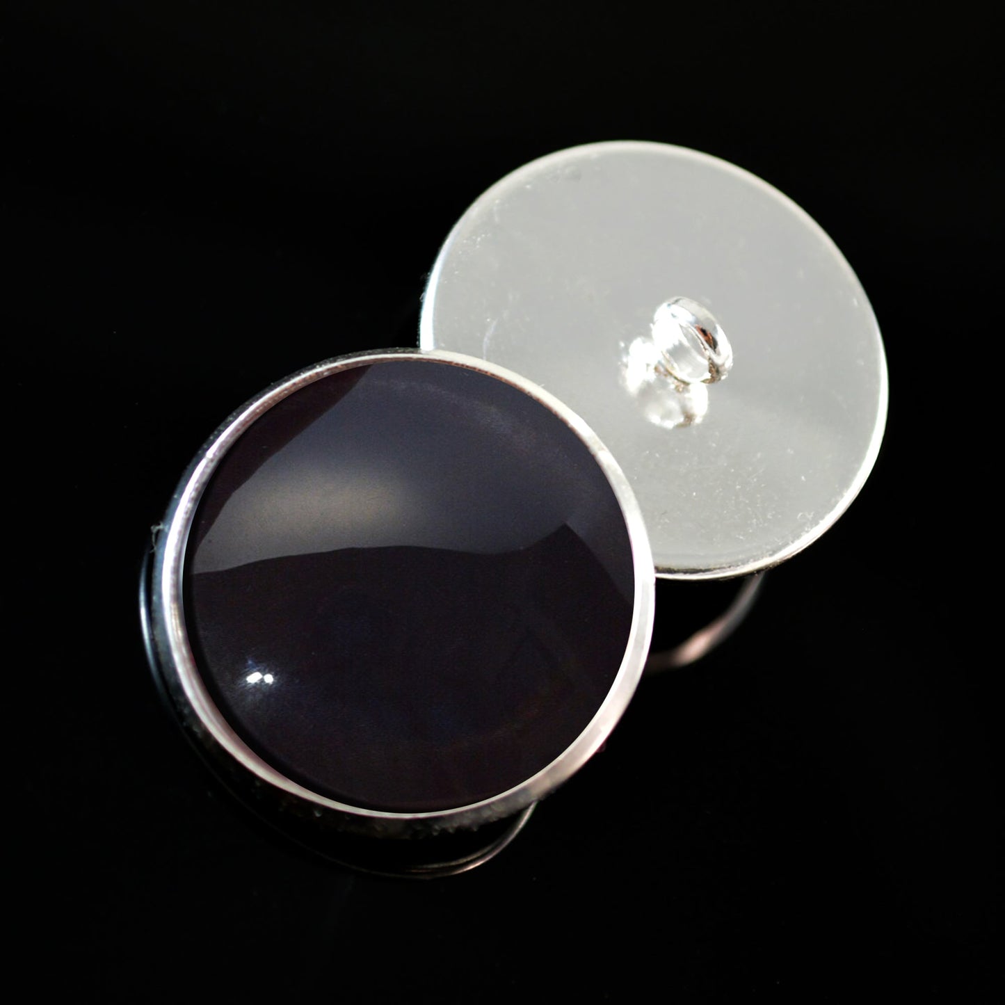 Dark Black Barn Owl Inspired Sew-On Button Glass Eyes