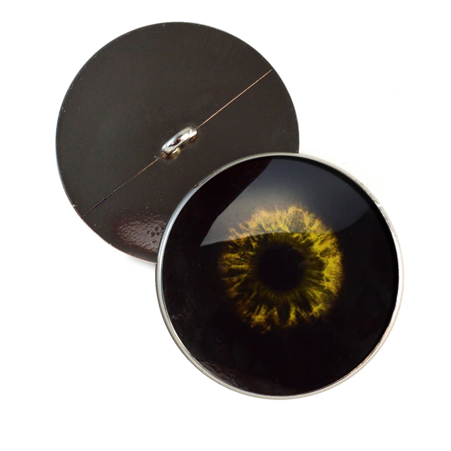 Black and Yellow Zombie Sew-On Button Glass Eyes