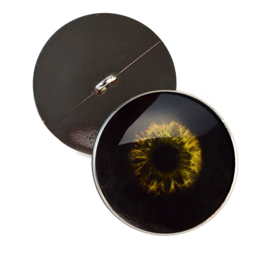 Black and Yellow Zombie Sew-On Button Glass Eyes