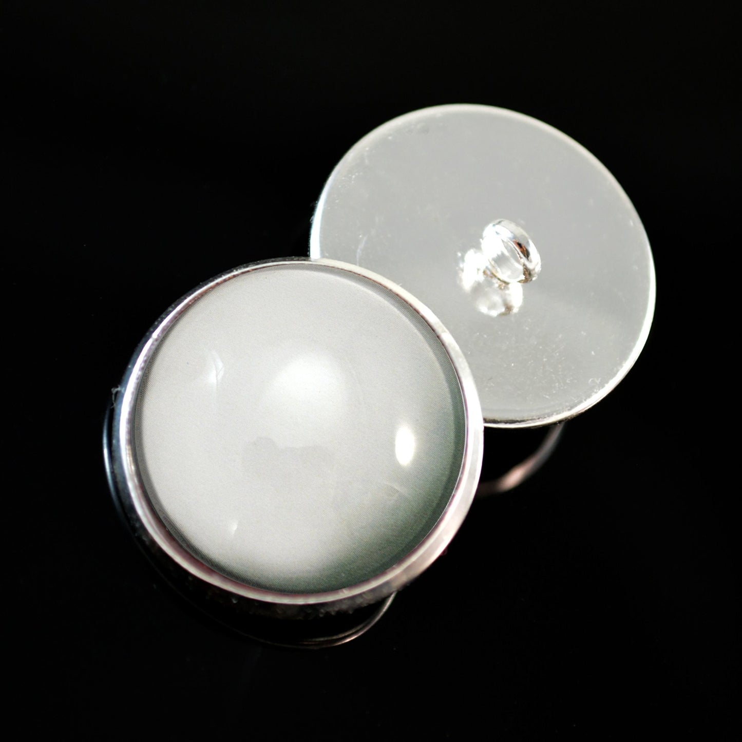 Blank Zombie White Sew-On Button Glass Eyes