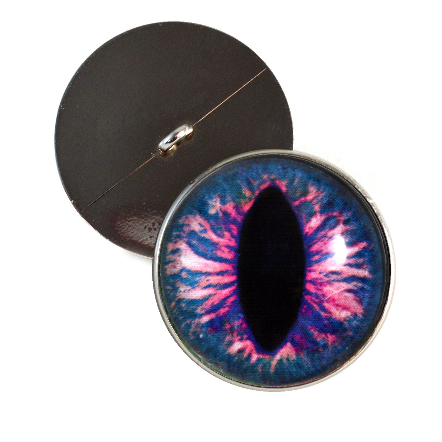 Pink and Blue Dragon Sew-On Button Glass Eyes