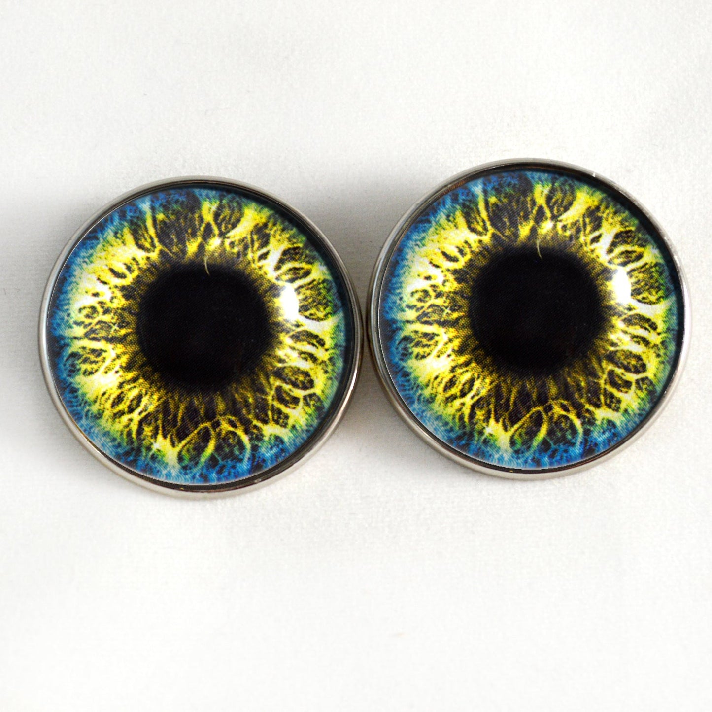 Yellow and Blue Fantasy Sew-On Button Glass Eyes