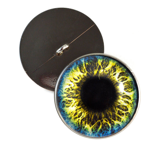 Yellow and Blue Fantasy Sew-On Button Glass Eyes