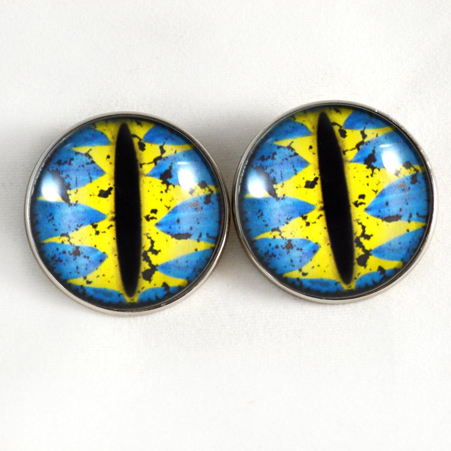 Yellow and Blue Sew-On Button Dragon Glass Eyes