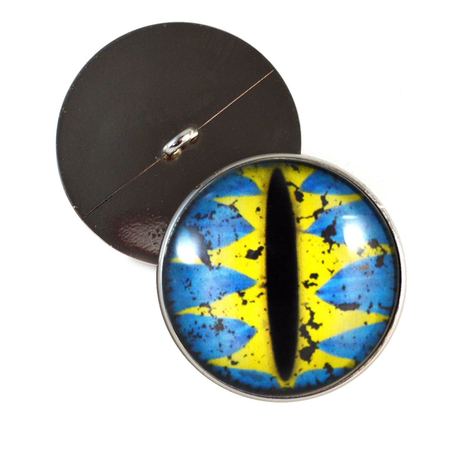 Yellow and Blue Sew-On Button Dragon Glass Eyes