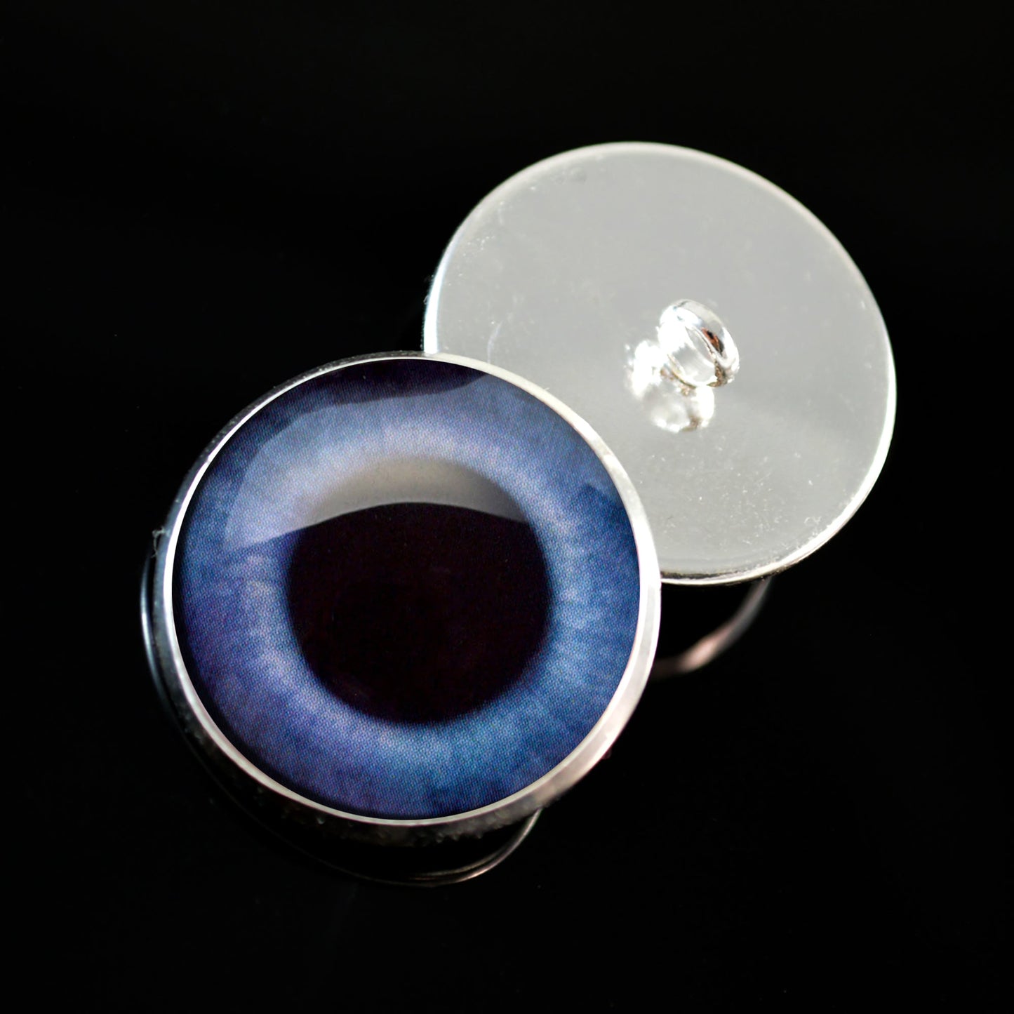 Blue Bunny Rabbit Hare Sew-On Button Glass Eyes