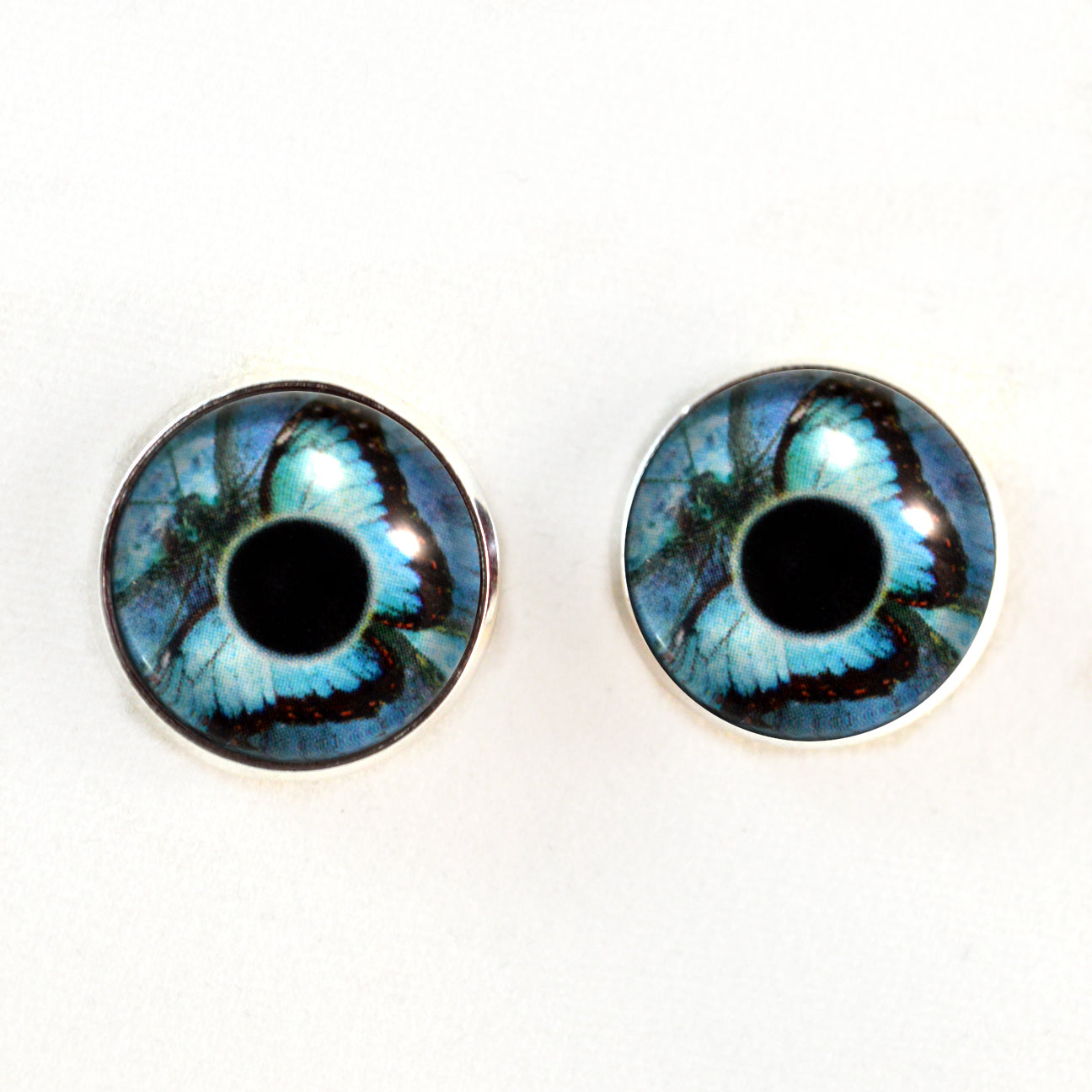 Blue Butterfly Sew-On Button Glass Eyes