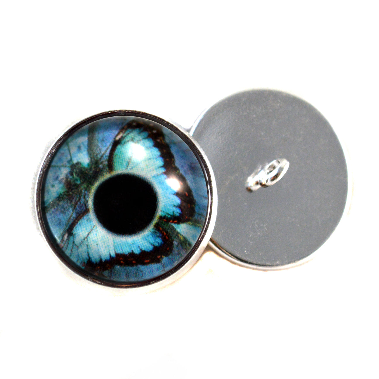 Blue Butterfly Sew-On Button Glass Eyes