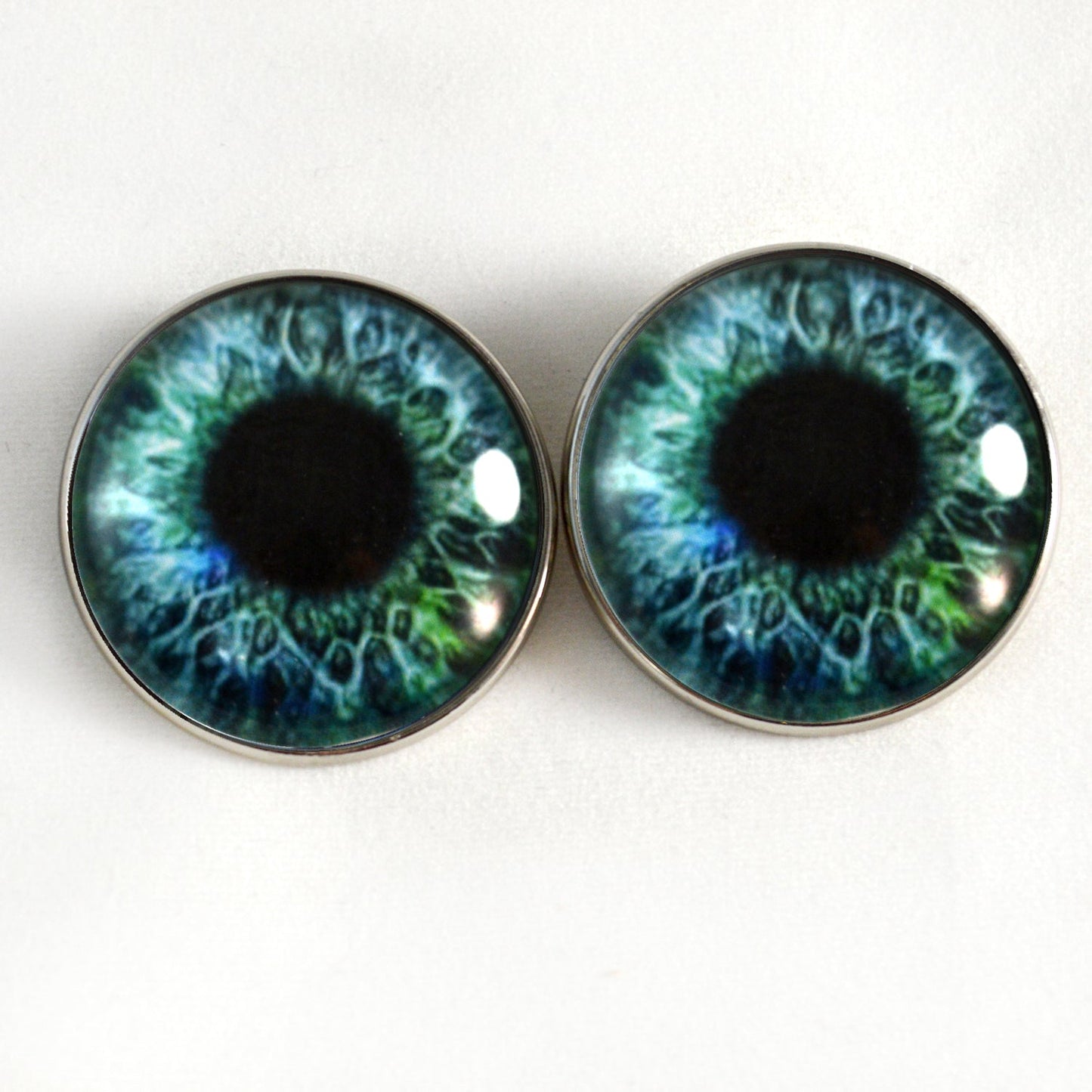 Blue and Green Human Inspired Sew-On Button Glass Eyes