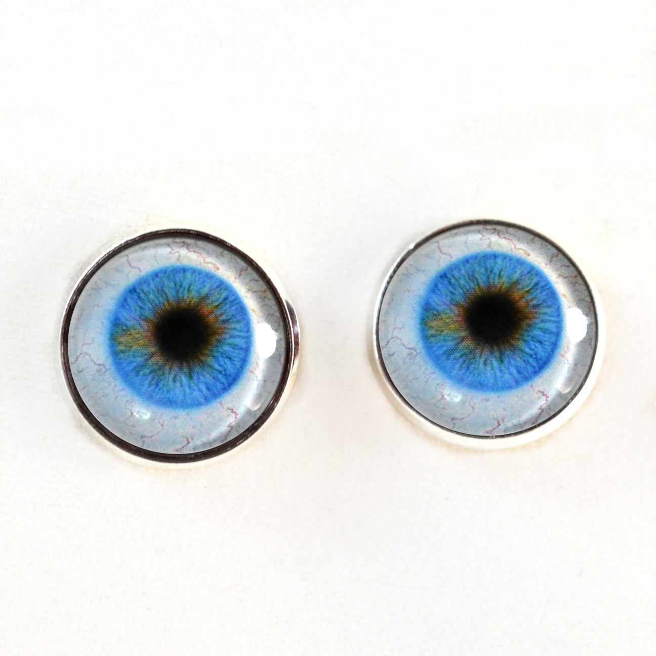 Blue Human with Whites Sclera Sew-On Button Glass Eyes