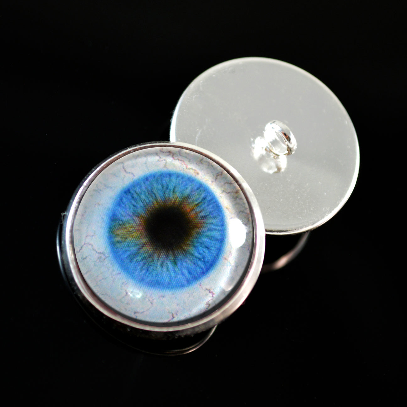 Blue Human with Whites Sclera Sew-On Button Glass Eyes