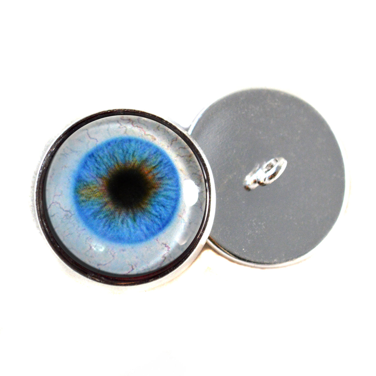 Blue Human with Whites Sclera Sew-On Button Glass Eyes