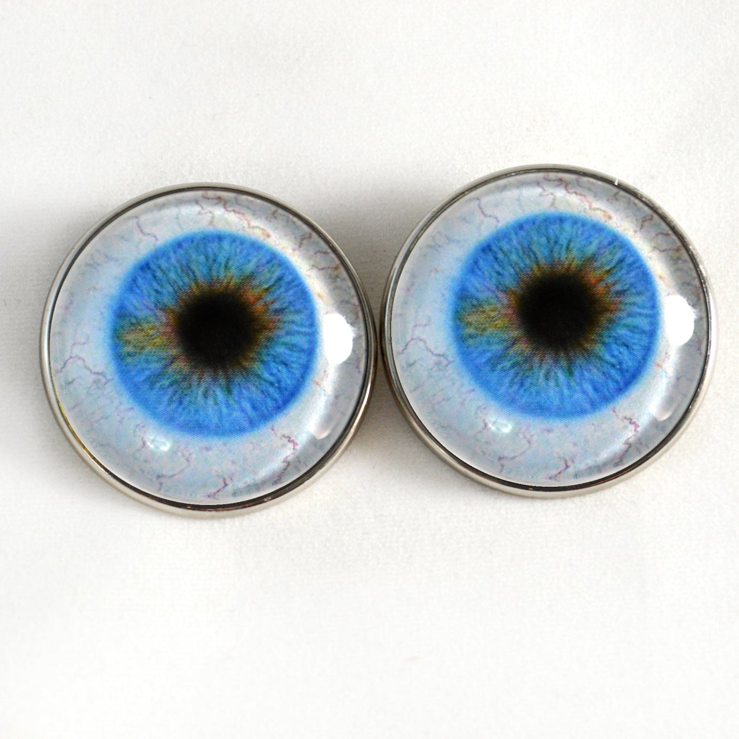 Blue Human with Whites Sclera Sew-On Button Glass Eyes