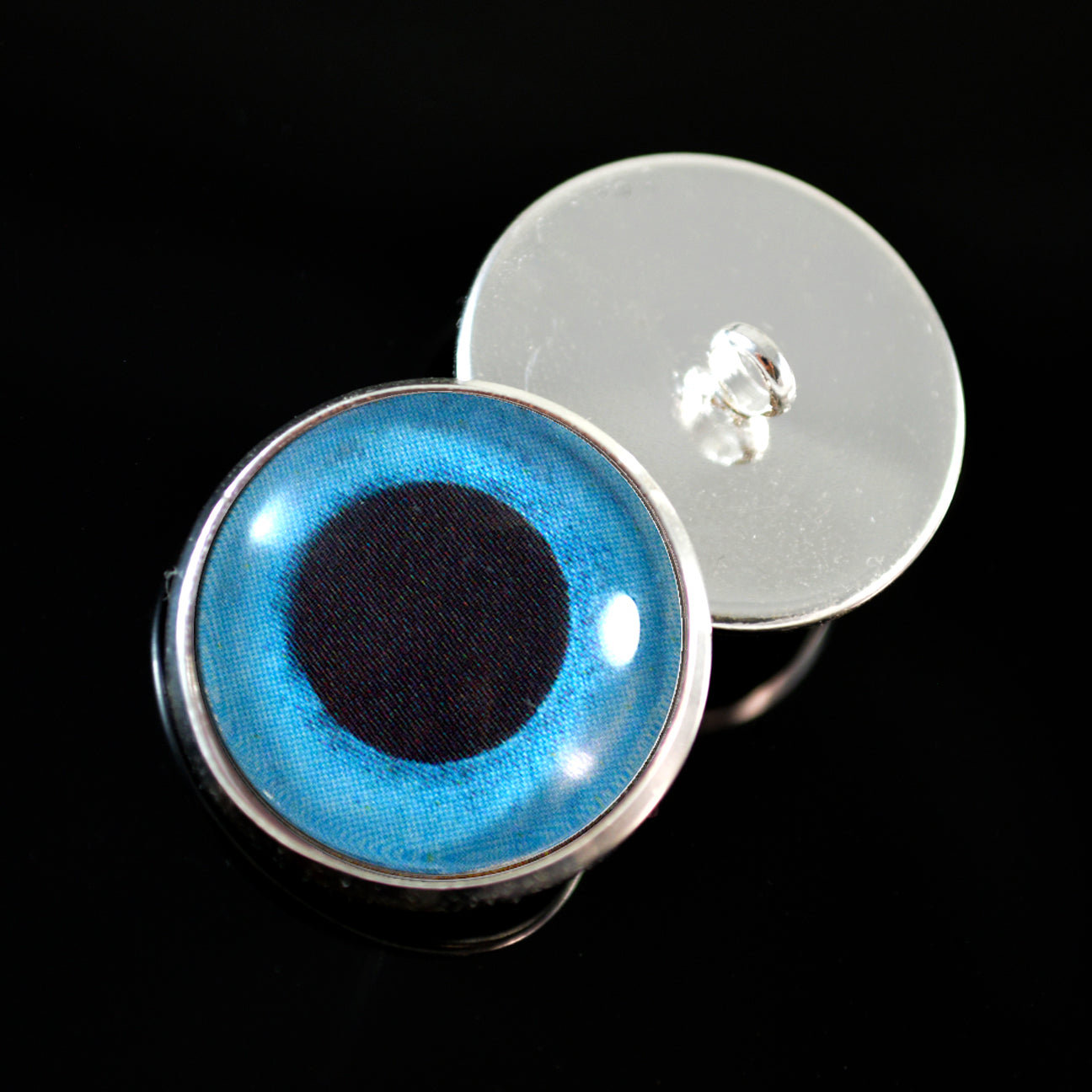 Blue Snow Owl Sew-On Button Glass Eyes