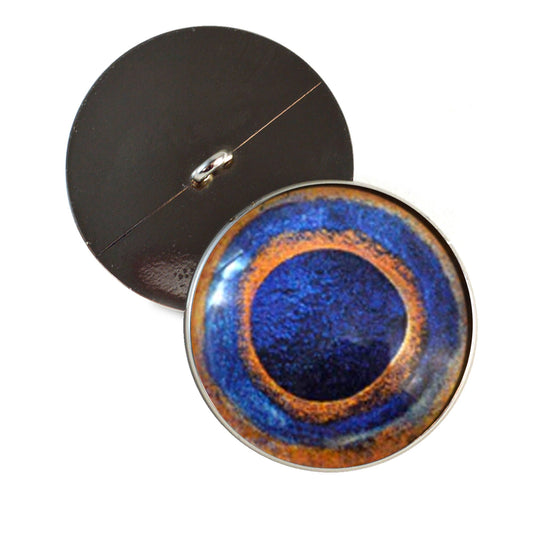 Blue Spotted Pufferfish Sew-On Button Glass Eyes