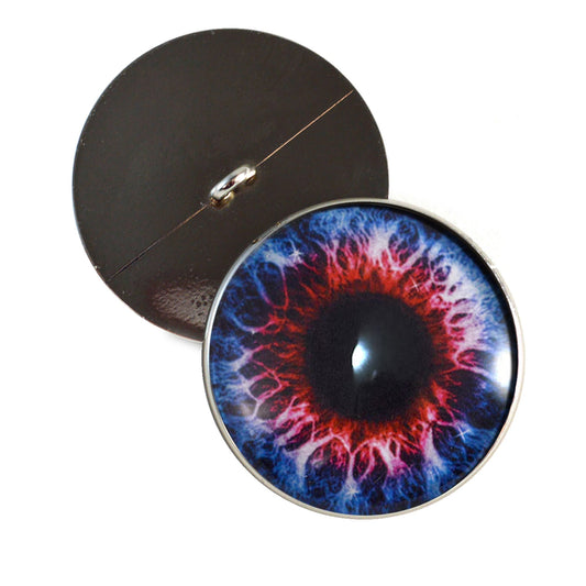 Blue and Red Fantasy Sew-On Button Glass Eyes