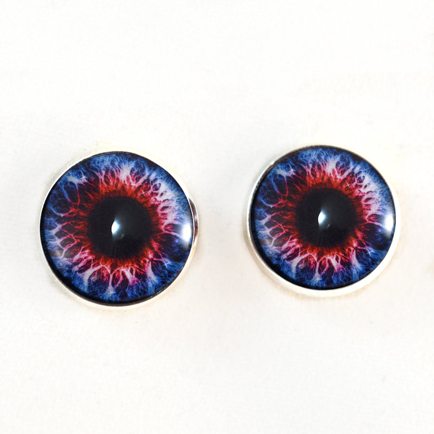 Blue and Red Fantasy Sew-On Button Glass Eyes