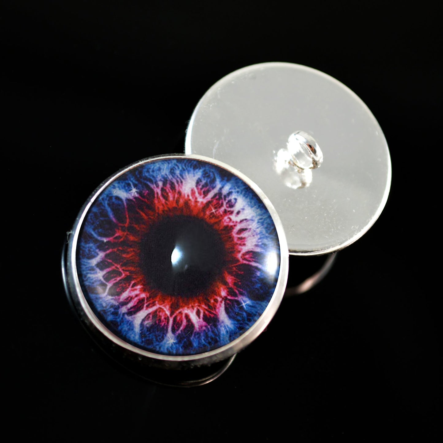 Blue and Red Fantasy Sew-On Button Glass Eyes