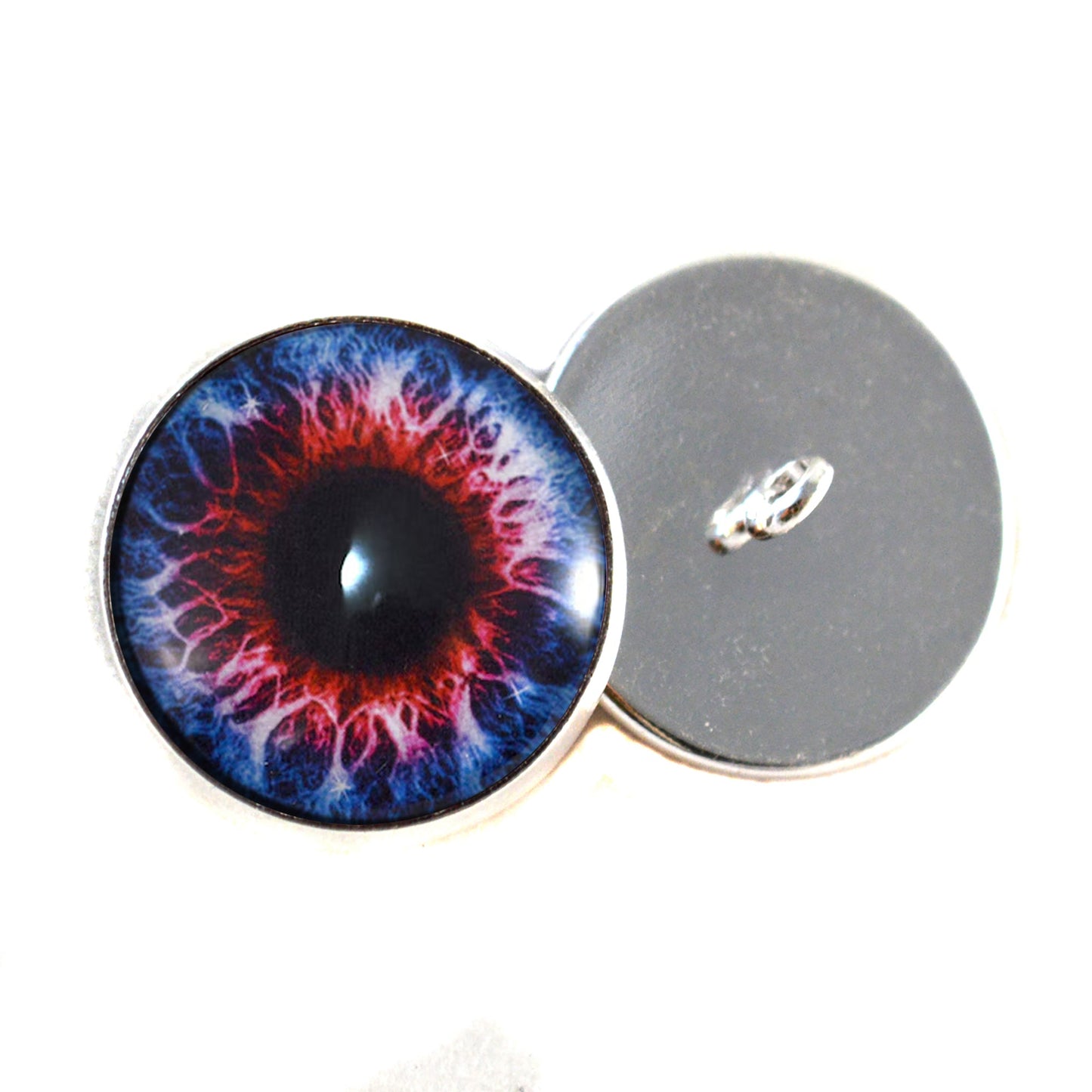 Blue and Red Fantasy Sew-On Button Glass Eyes