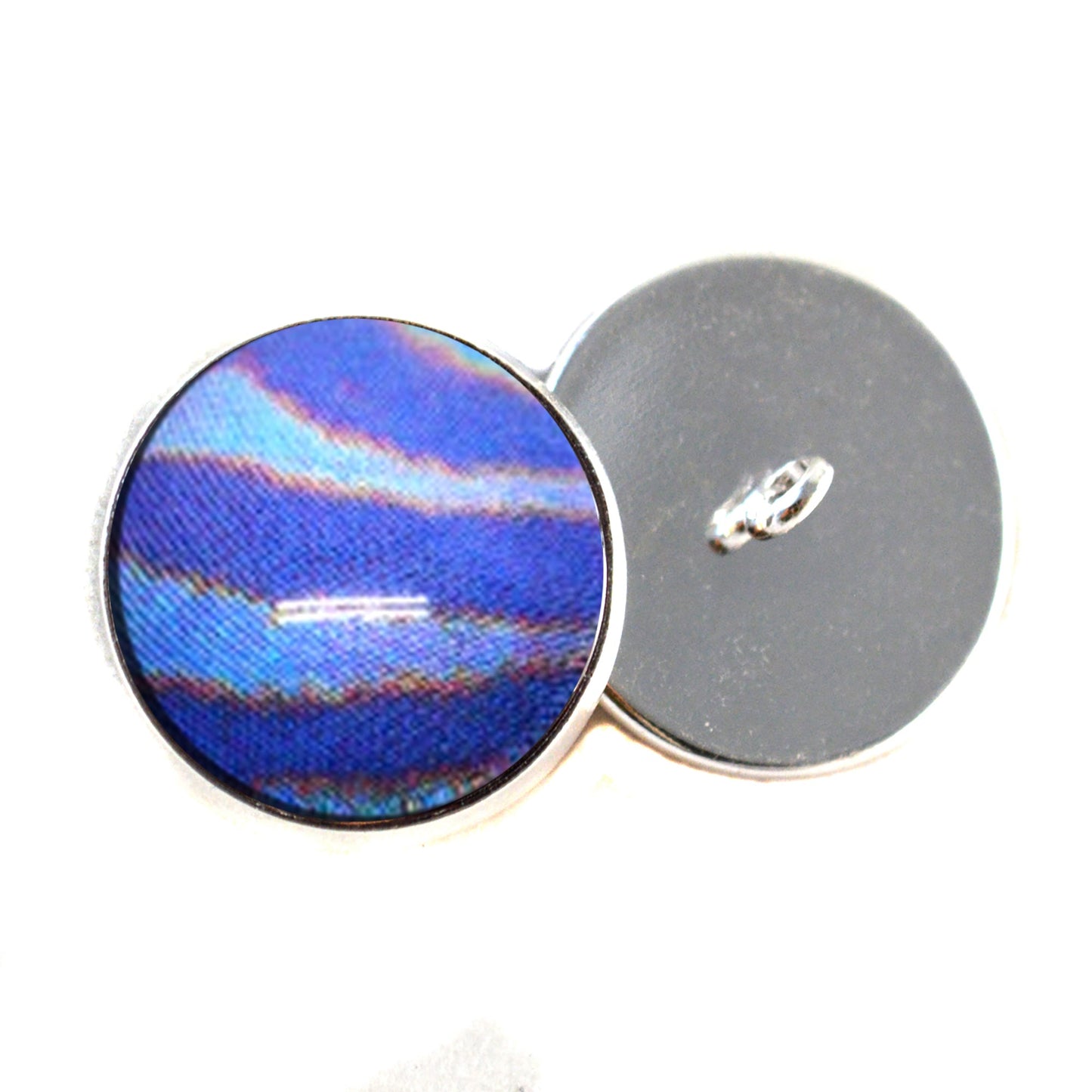 Blue Striped Horsefly Sew-On Button Glass Eyes