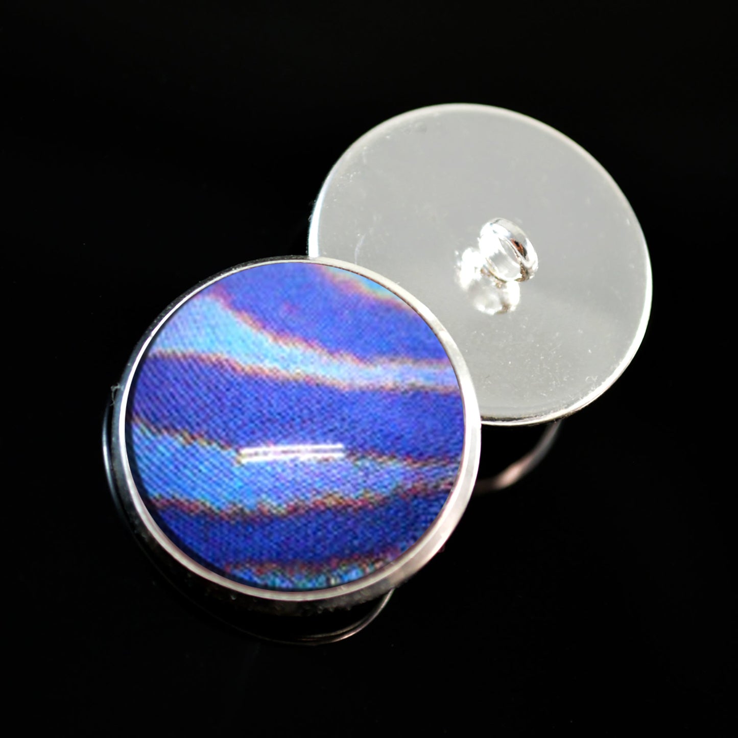 Blue Striped Horsefly Sew-On Button Glass Eyes