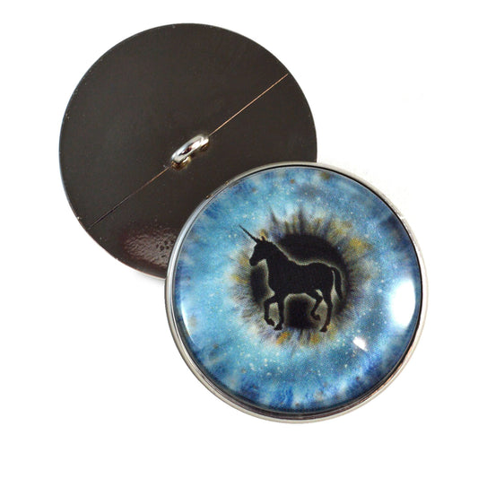 Blue Unicorn Sew-On Button Glass Eyes