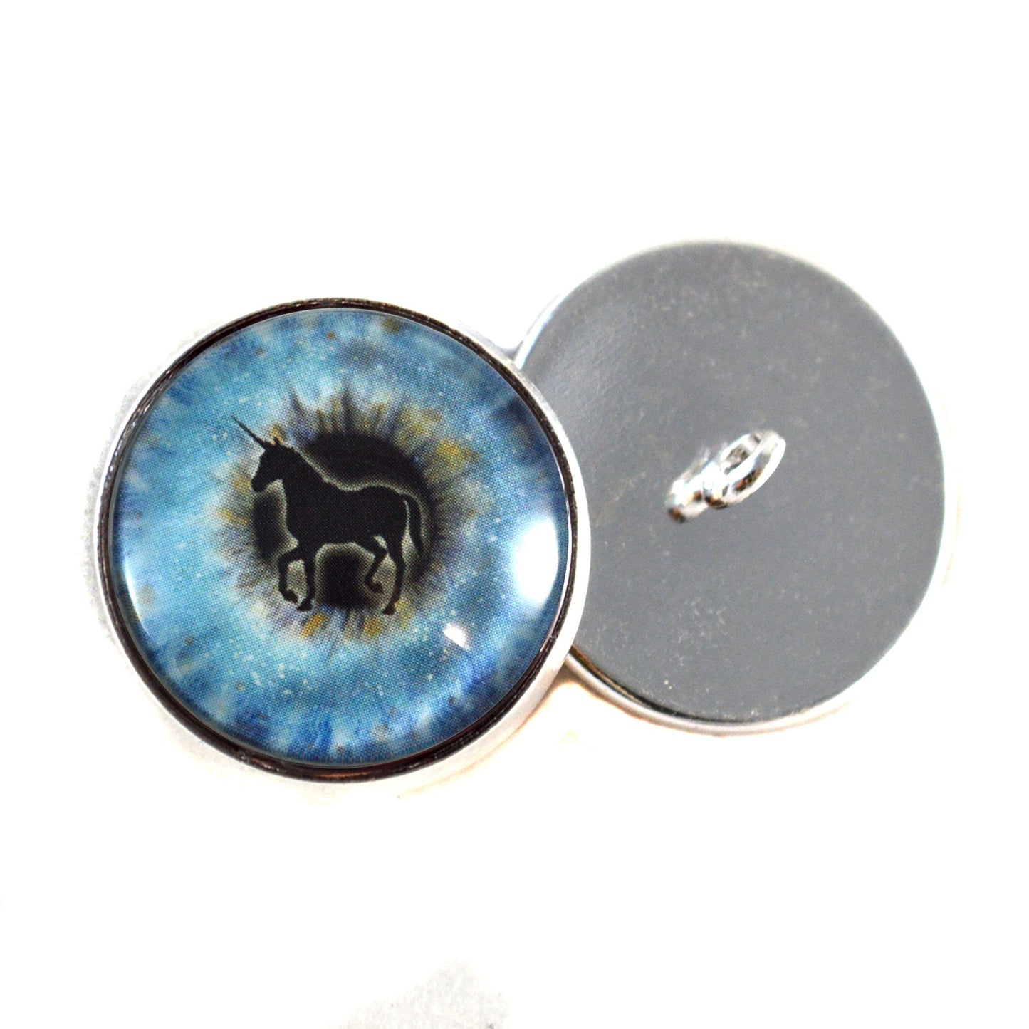 Blue Unicorn Sew-On Button Glass Eyes