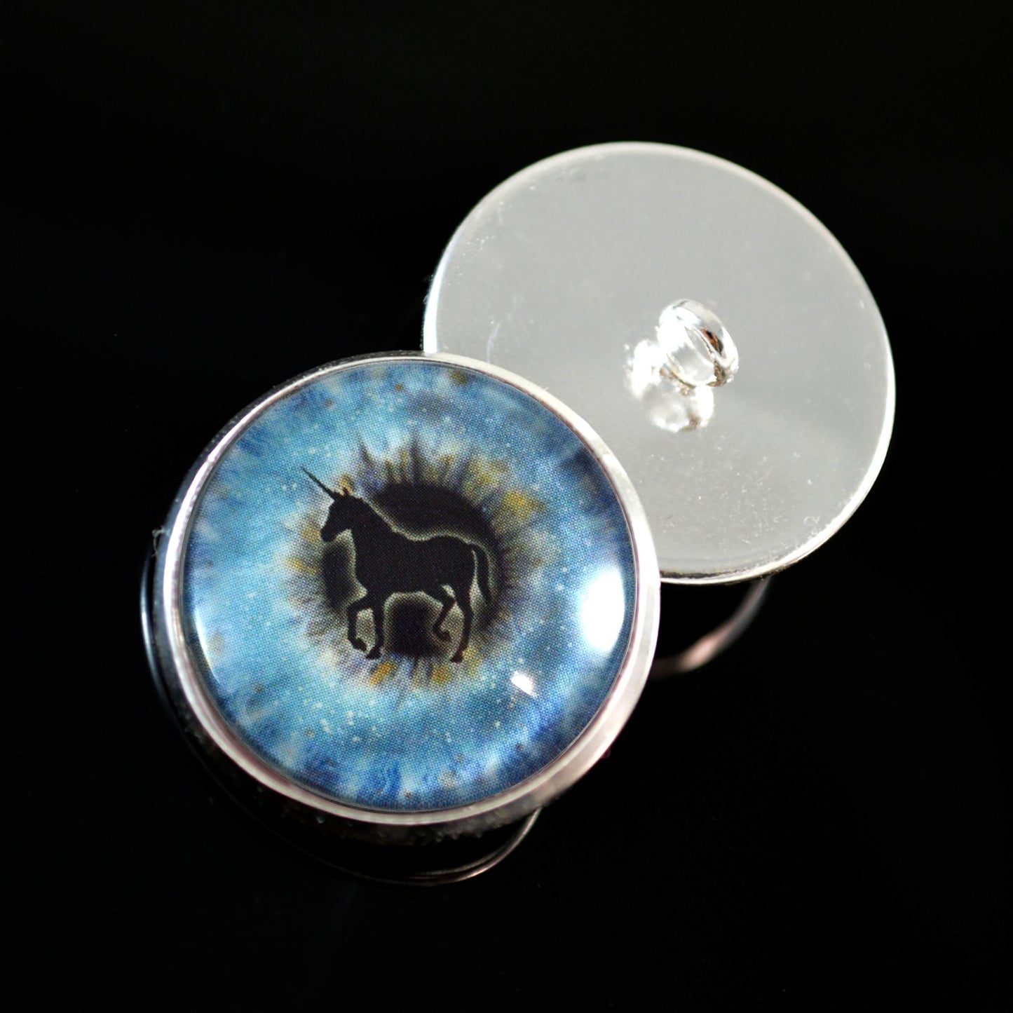 Blue Unicorn Sew-On Button Glass Eyes
