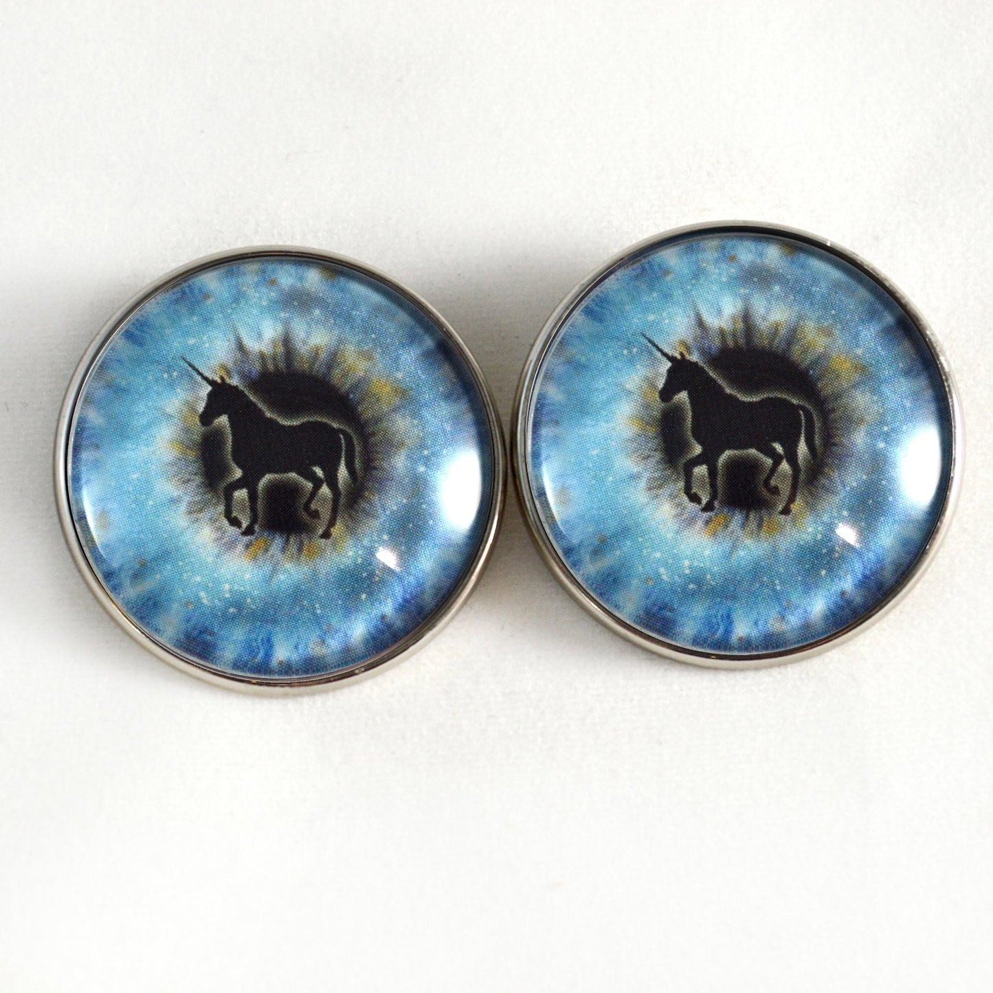 Blue Unicorn Sew-On Button Glass Eyes