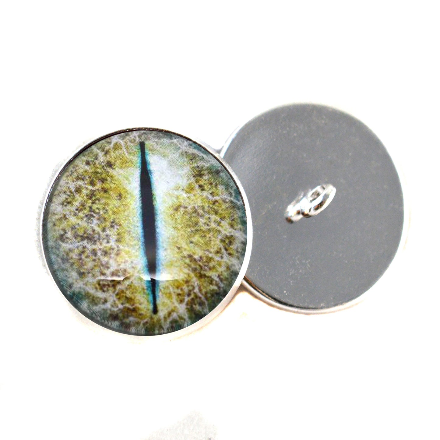 Blue and Yellow Crackling Dragon Sew-On Button Glass Eyes