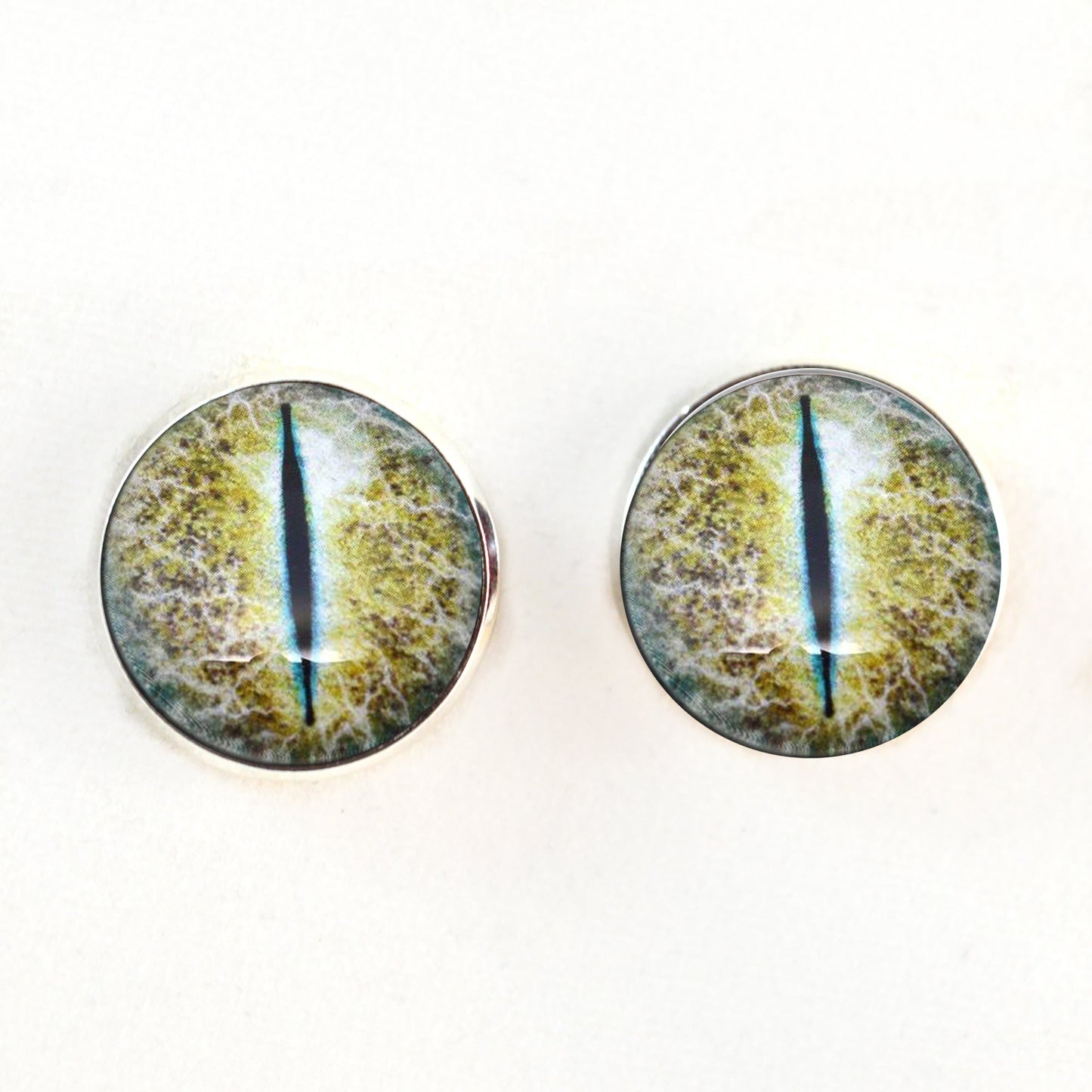 Blue and Yellow Crackling Dragon Sew-On Button Glass Eyes