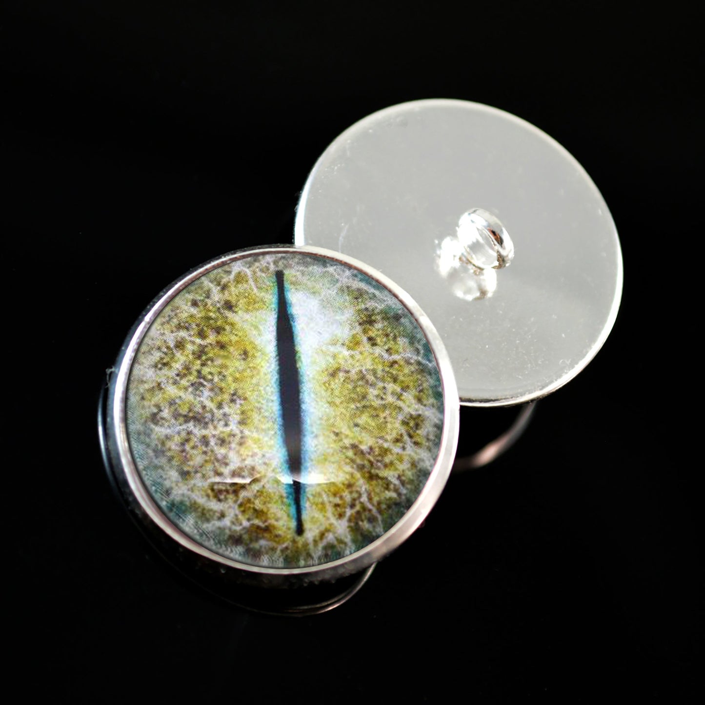 Blue and Yellow Crackling Dragon Sew-On Button Glass Eyes