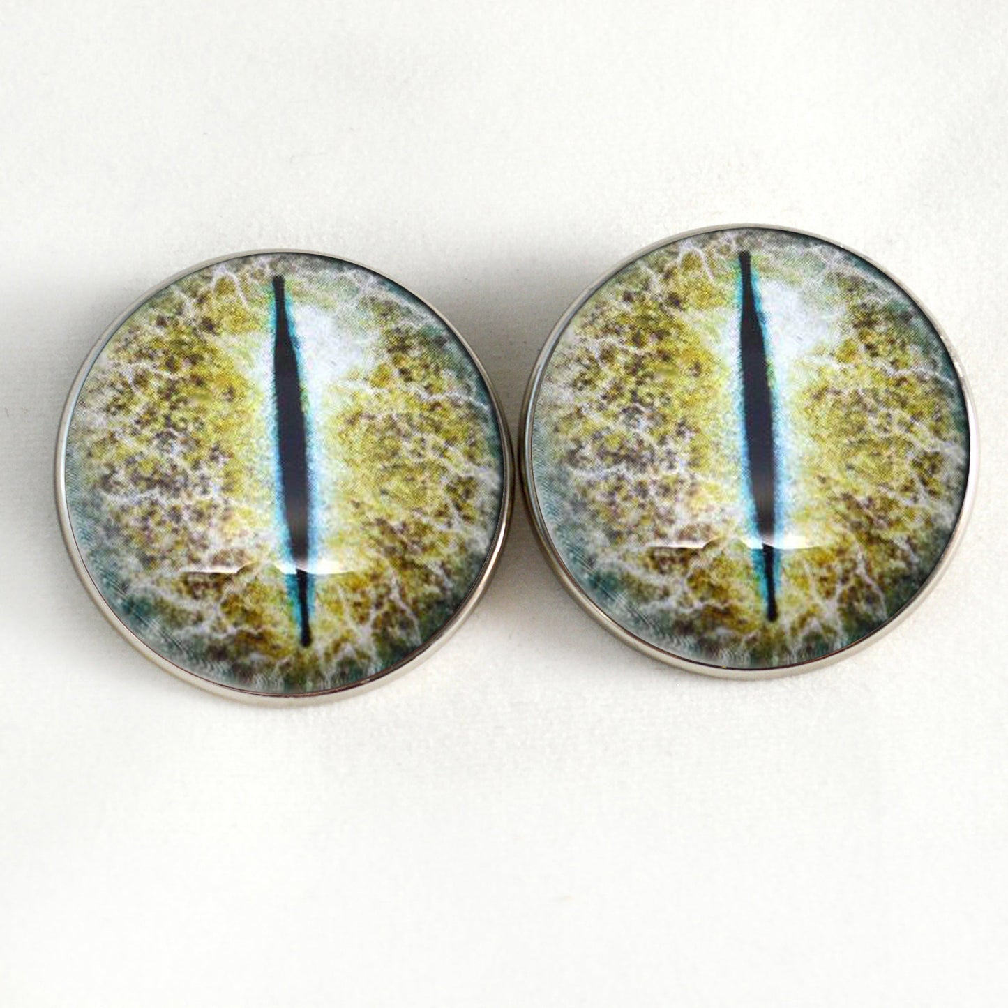 Blue and Yellow Crackling Dragon Sew-On Button Glass Eyes