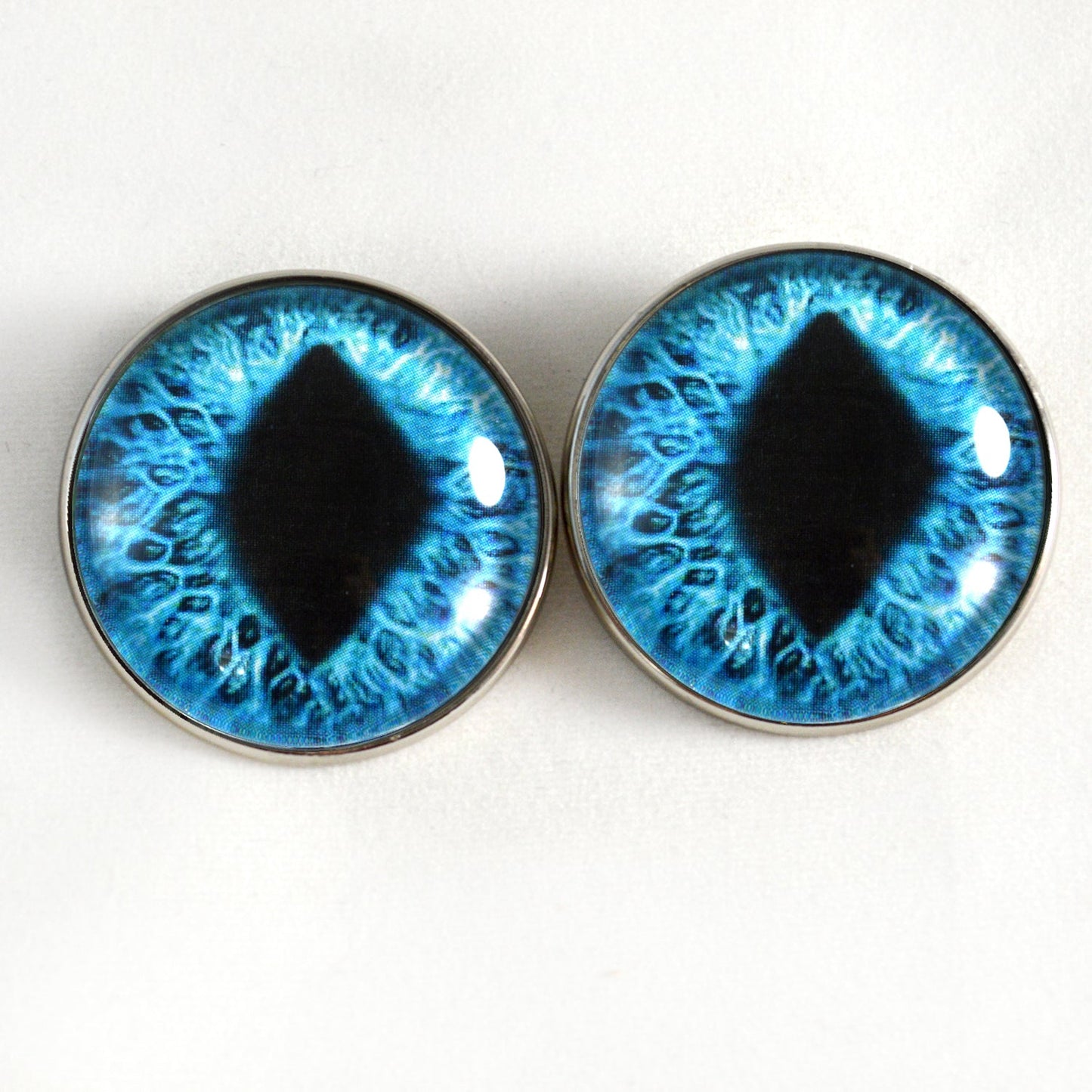 Bright Blue Cat Dragon Sew-On Button Glass Eyes