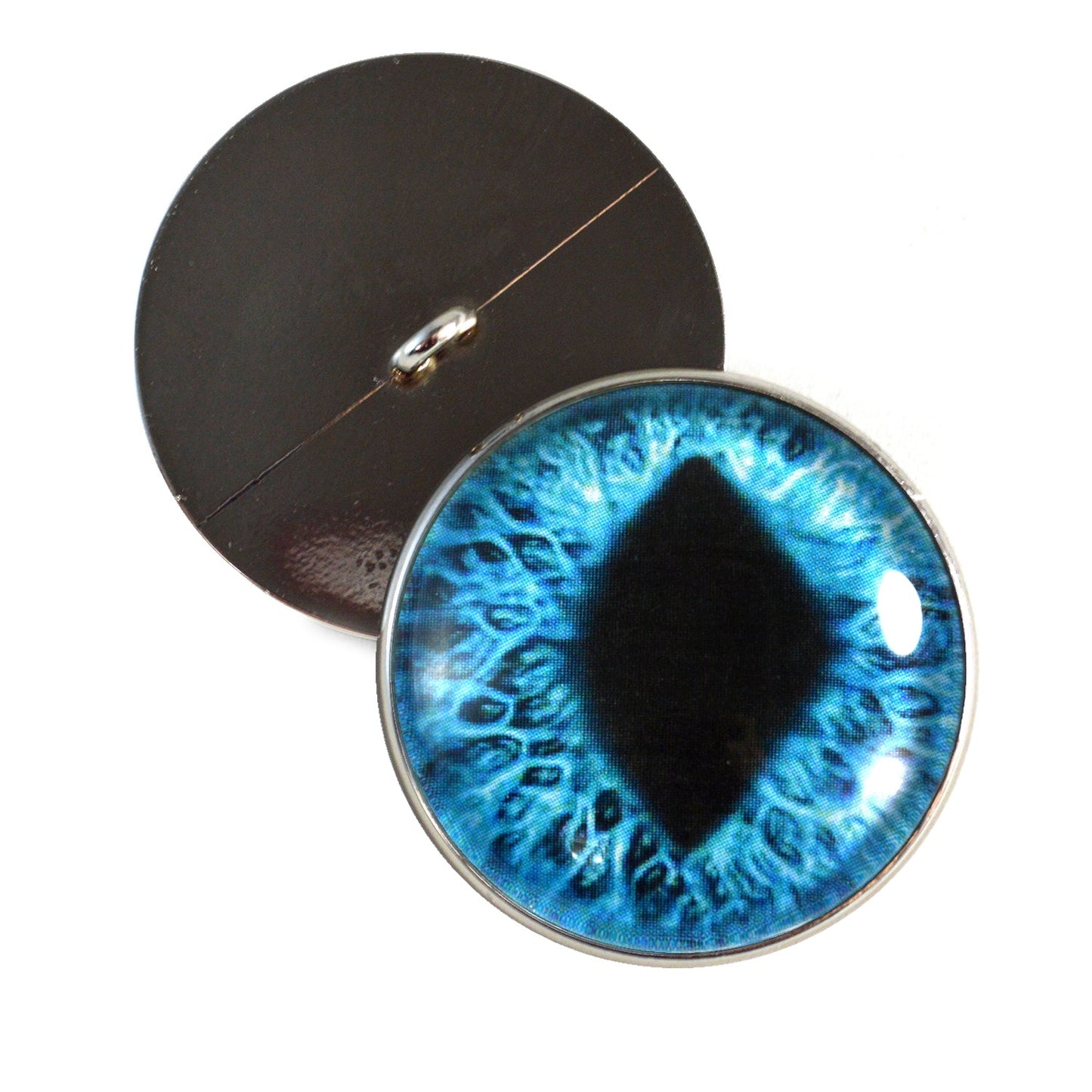 Bright Blue Cat Dragon Sew-On Button Glass Eyes