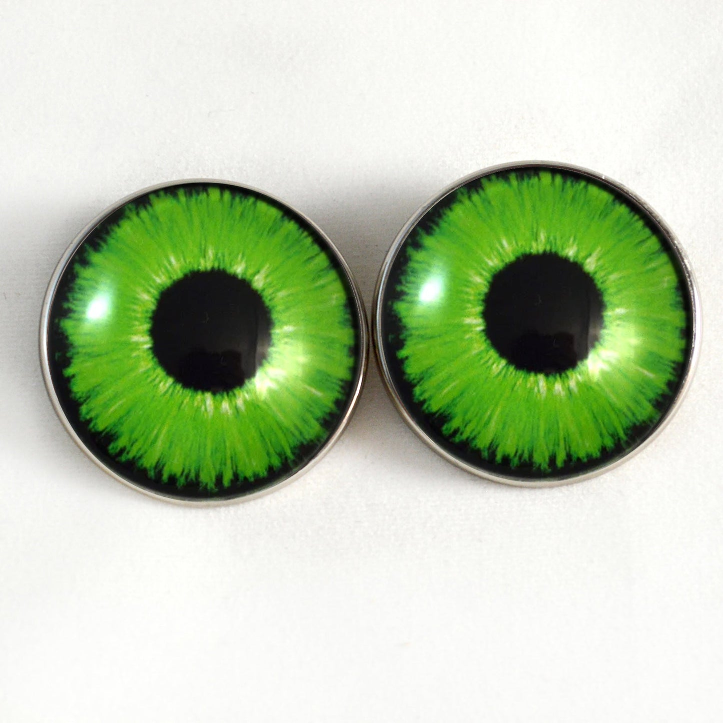 Bright Neon Green Enchanted Sew-On Button Glass Eyes