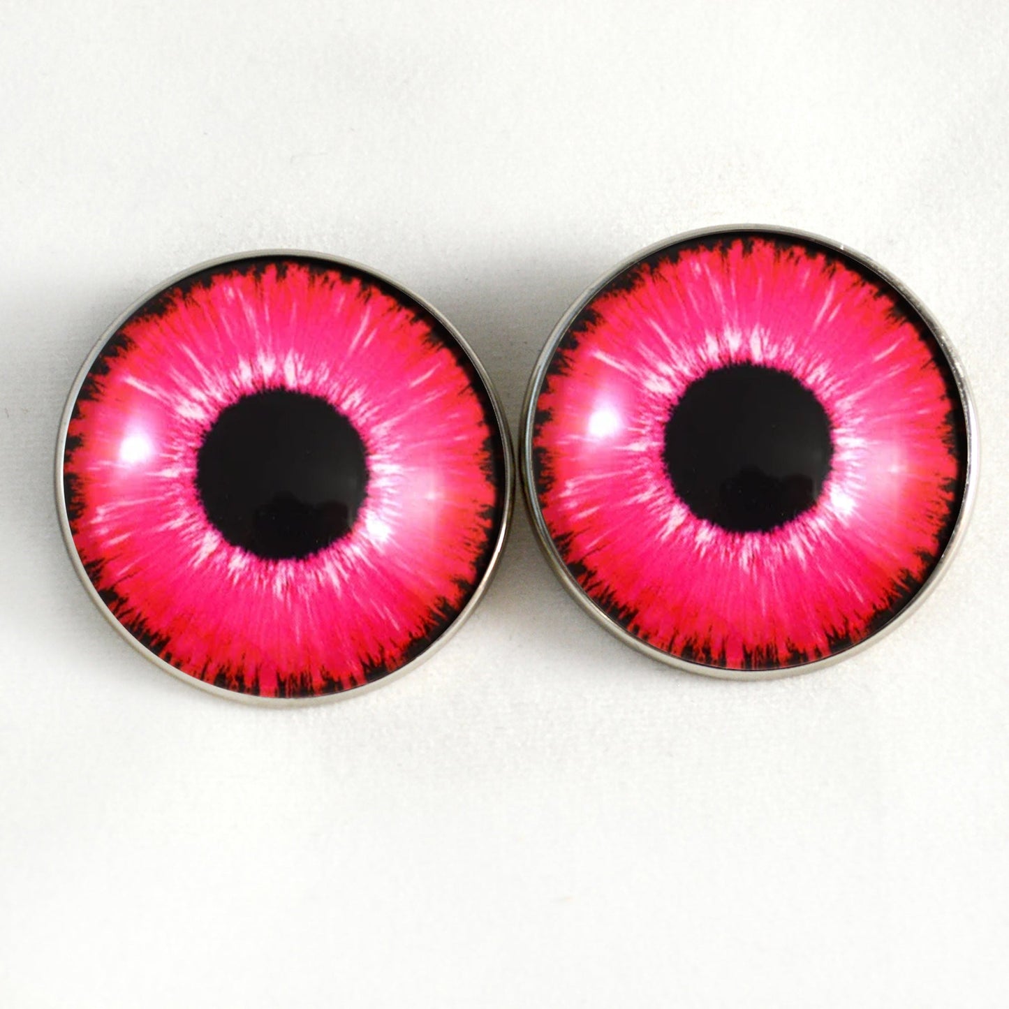 Bright Neon Pink Enchanted Sew-On Button Glass Eyes